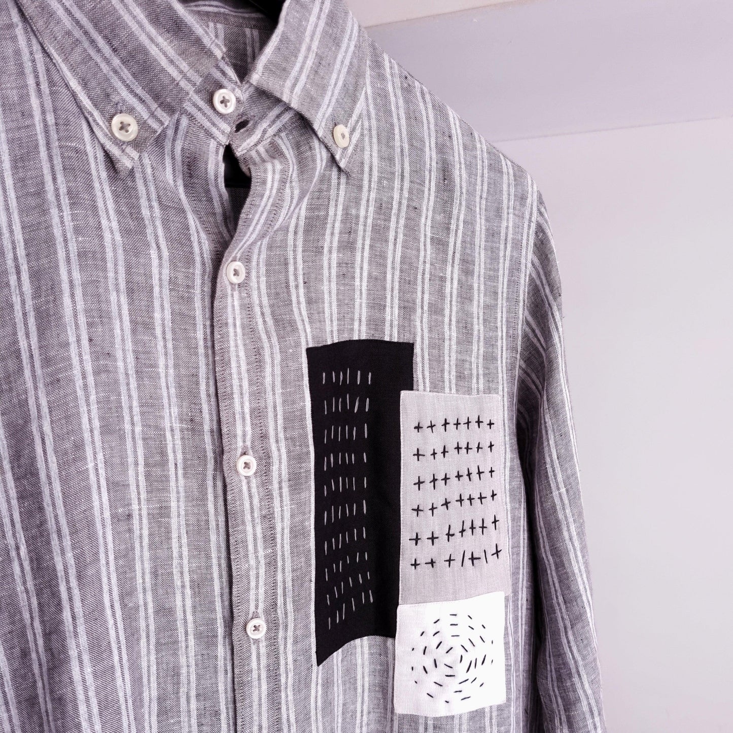 Snug's Patched Linen Shirt - Hand Crafted Elegance - Snug