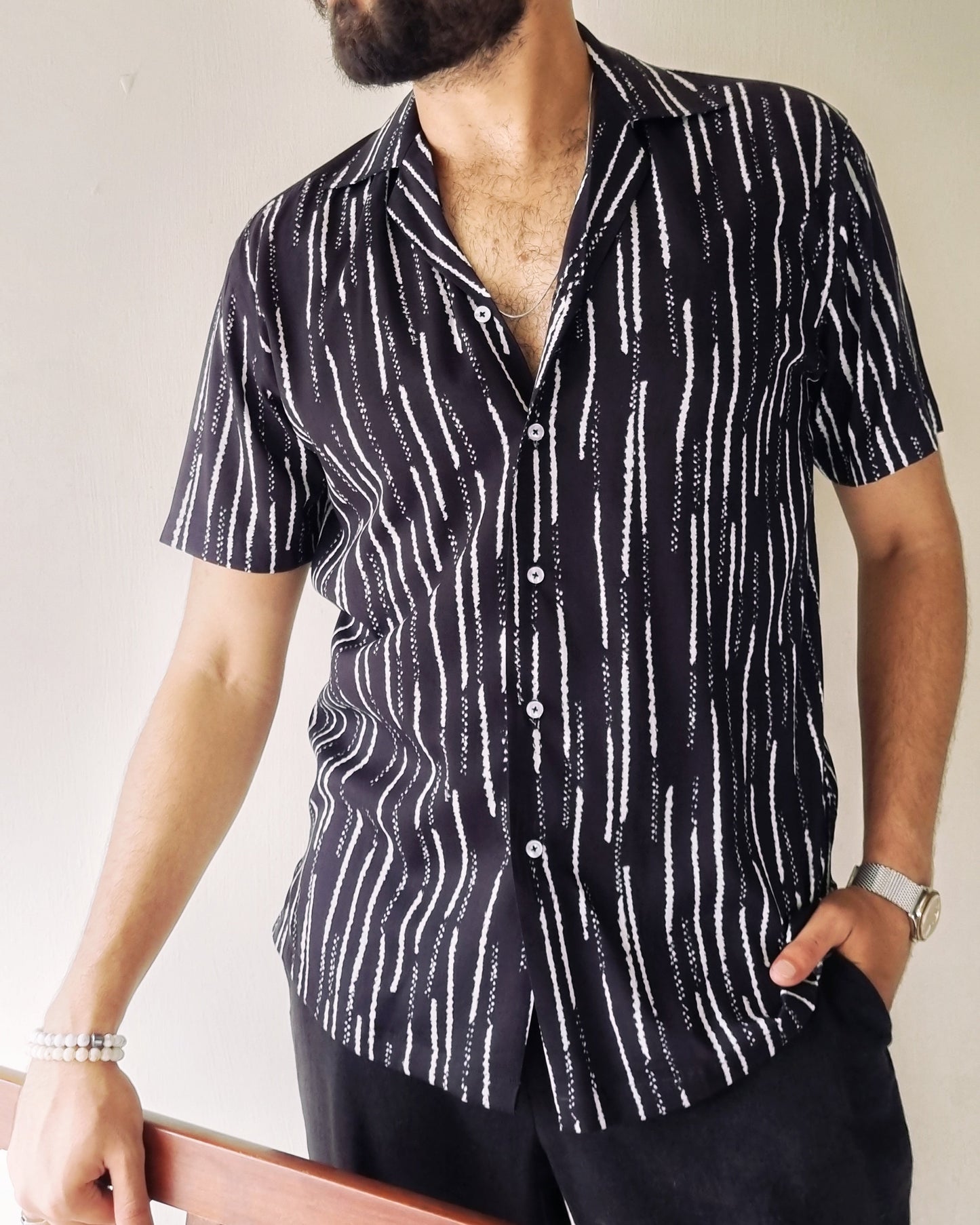 Black & White Dreams: Abstract Gauzy Shirt