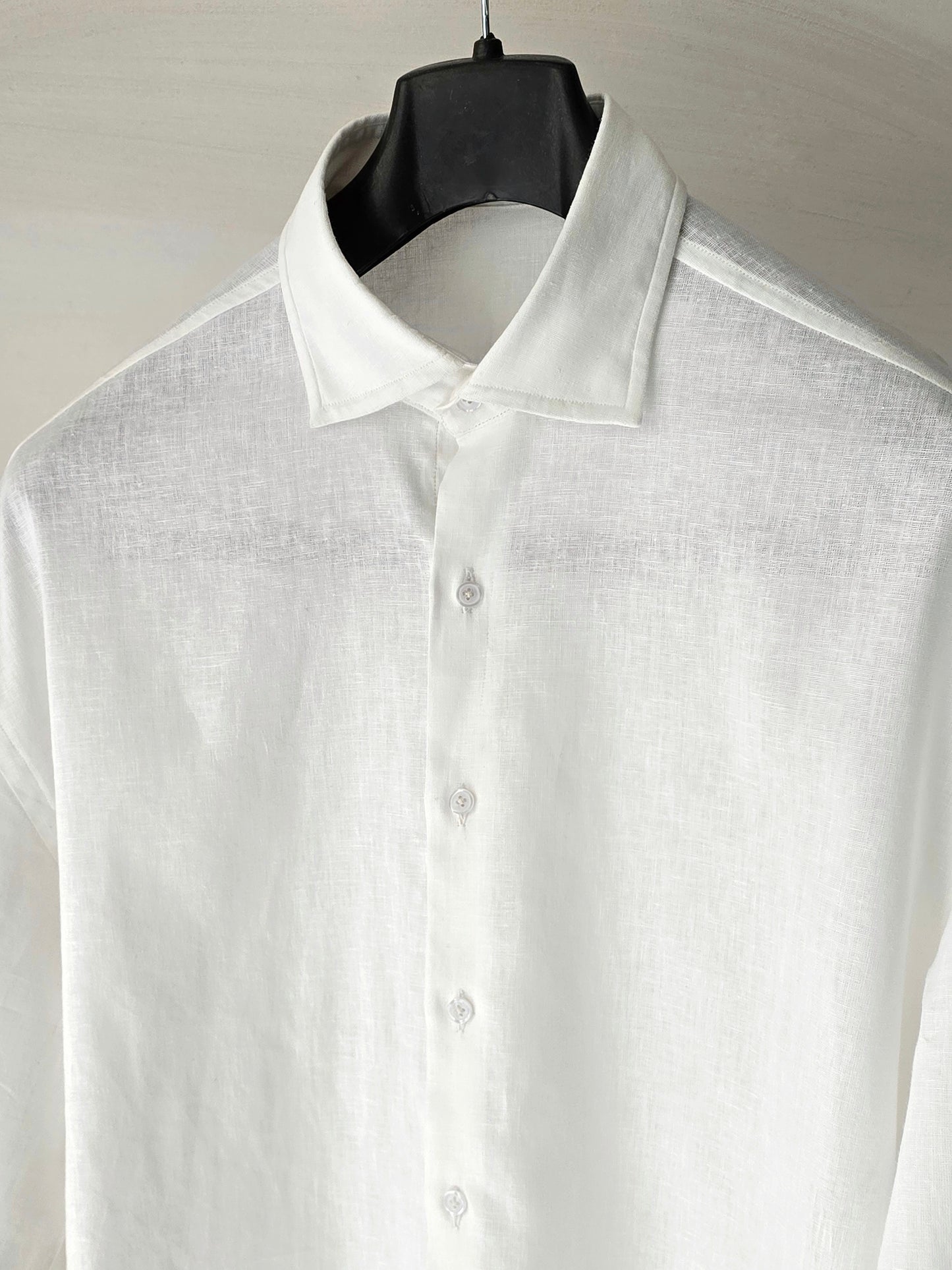 White Linen Drop Shoulder Shirt.