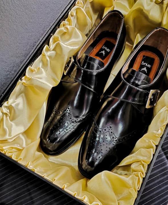 Black Calf Leather Shoe With Red Sole - Snug