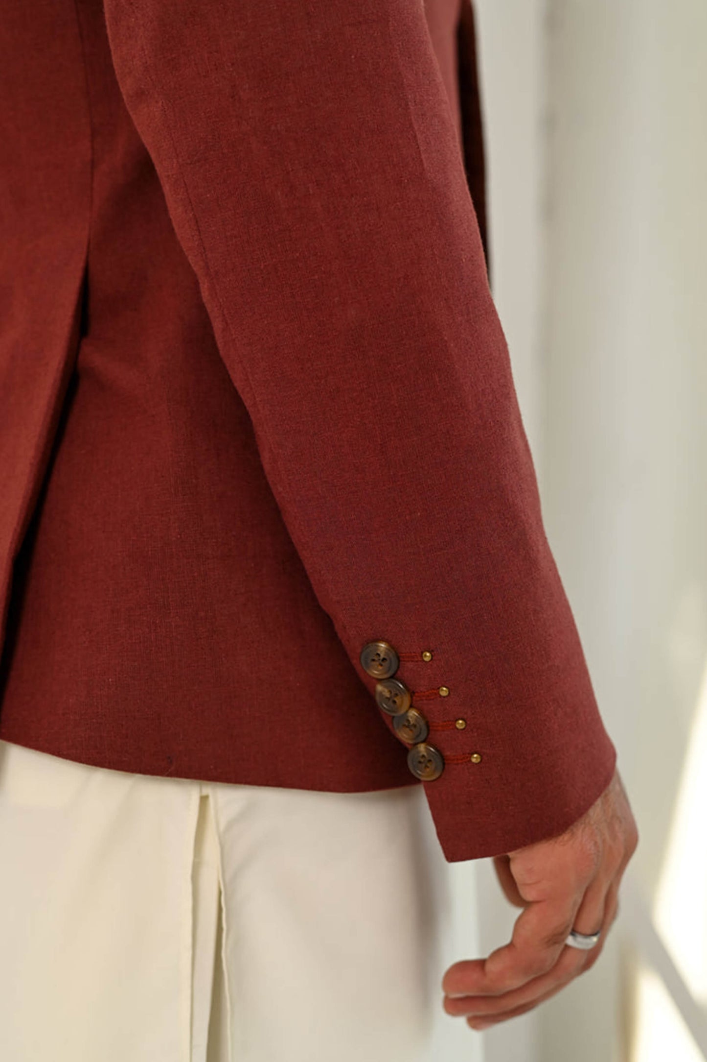 Boski Tone Kurta Shalwar with Cinnamon Linen Blazer