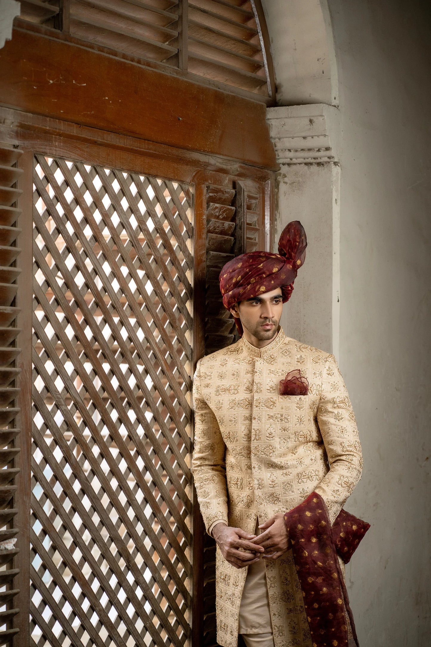 Royal Opulence - Hand Embroidered Sherwani for Majestic Celebration with Snug - Snug