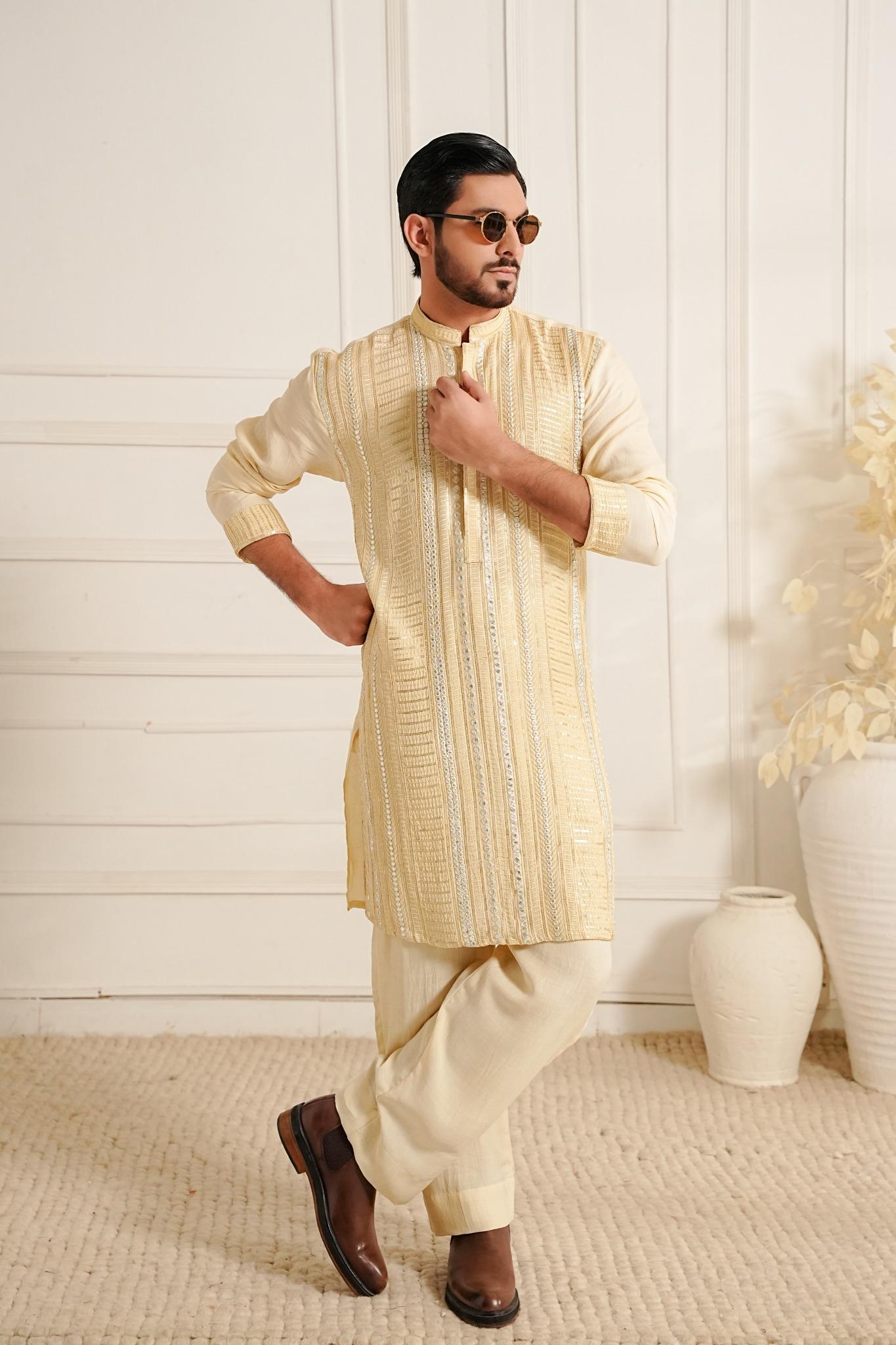 Foil Embroidered Kurta Trouser.