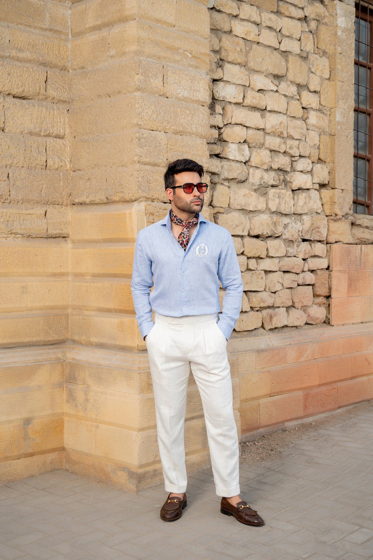 Linen Embroidered Shirt with Pants - Snug