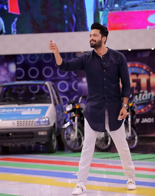 Front open kurta and striped trouser - Snug