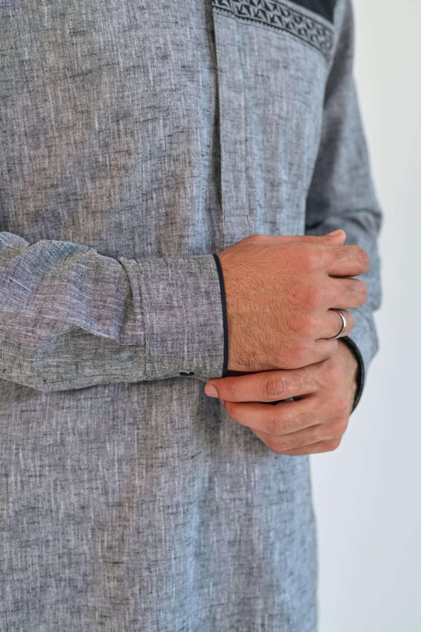 Grey Linen Kurta Trouser - Snug