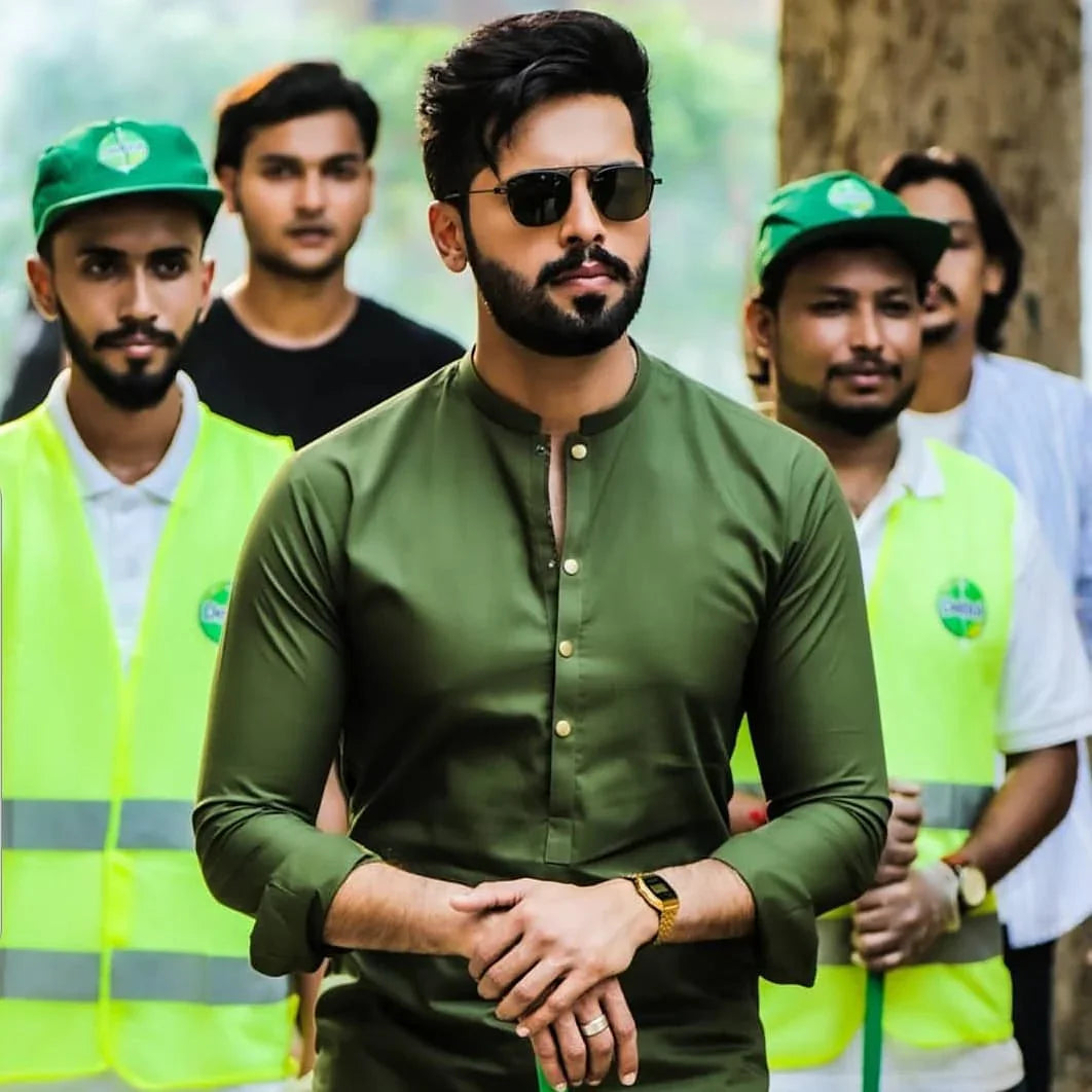 Egyptian Cotton Army Green Kurta trouser - Snug