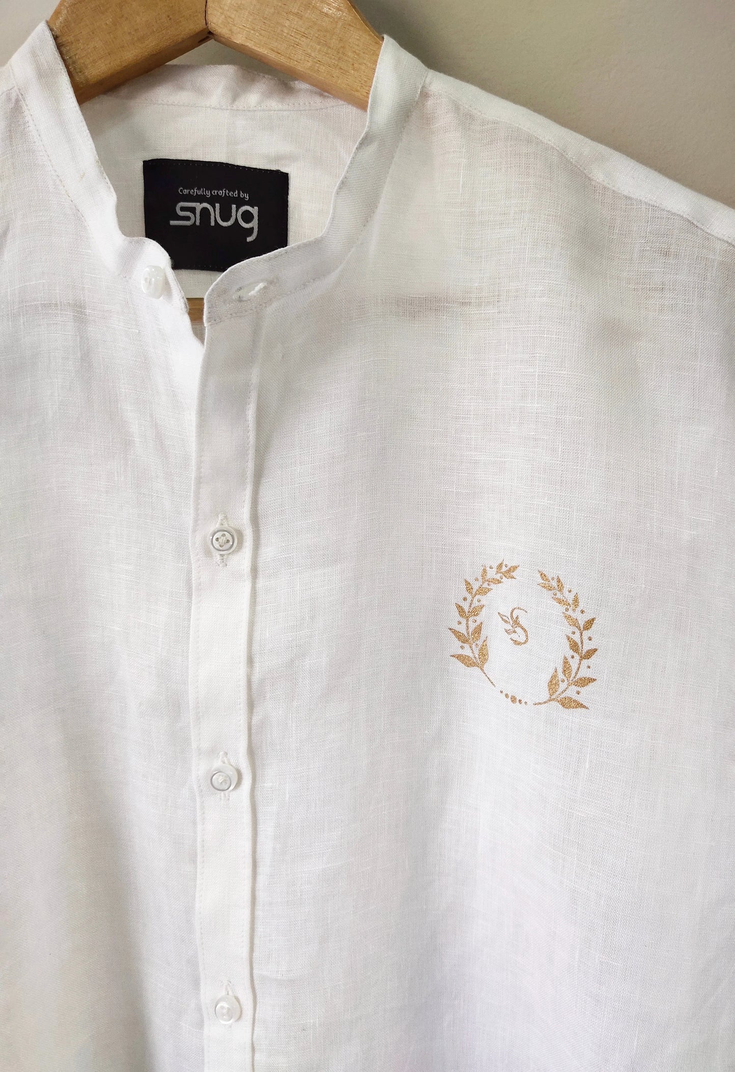 White Irish Linen Chest Logo Shirt By Snug - Snug