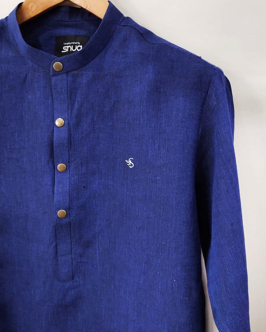 Irish Linen Shirt-Kurti With 'S' Logo. - Snug