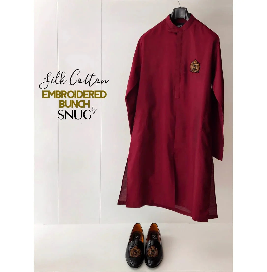 Silk Cotton Kurta Trouser With Gold Dust Waistcoat - Snug