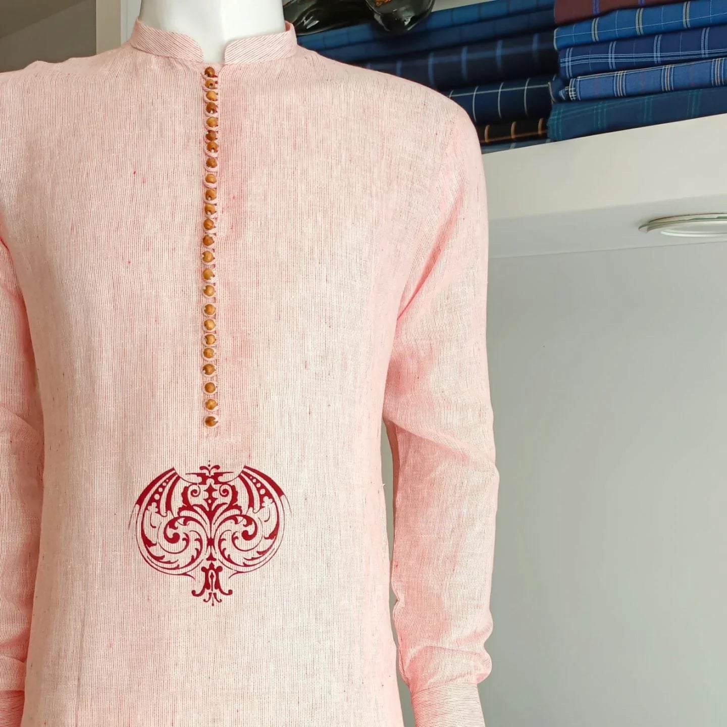 Textured Linen Loops Kurta Trouser - Snug