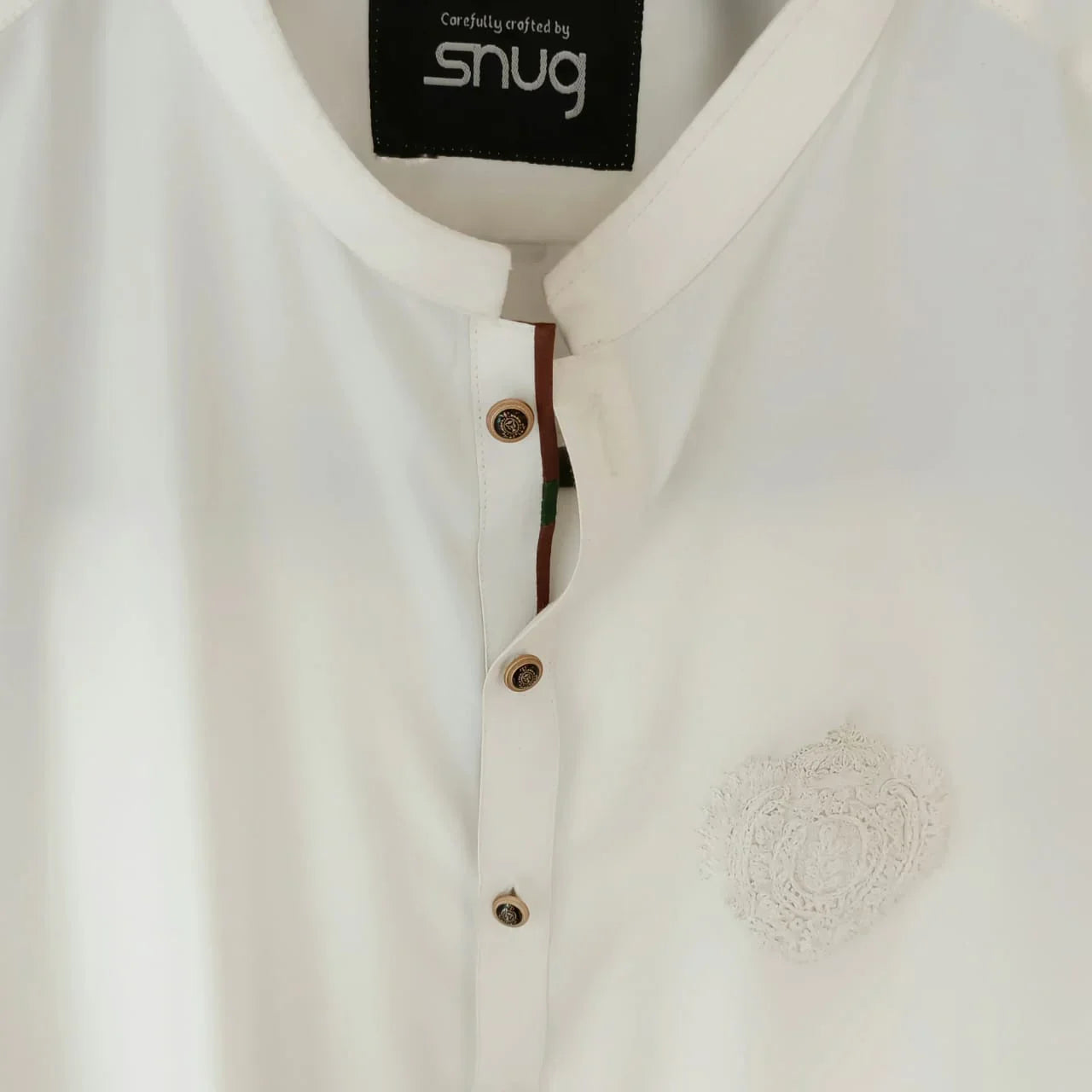 Pearl White Wash & Wear Shalwar Kameez. - Snug