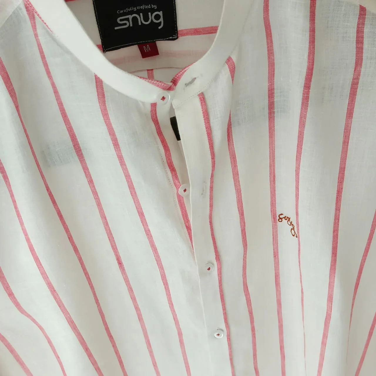 Pink Broad Stripes Linen Shirt - Snug