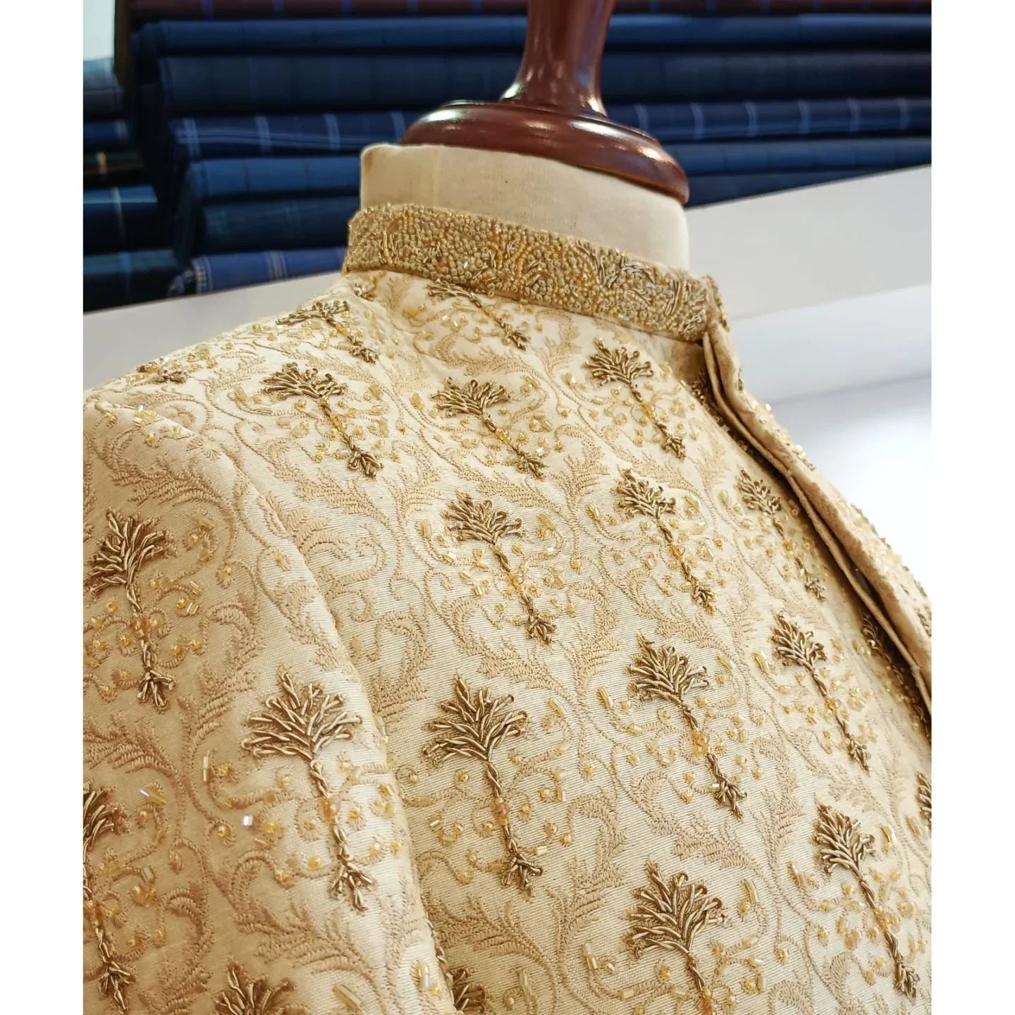 Golden Hand Embroided Sherwani - Snug
