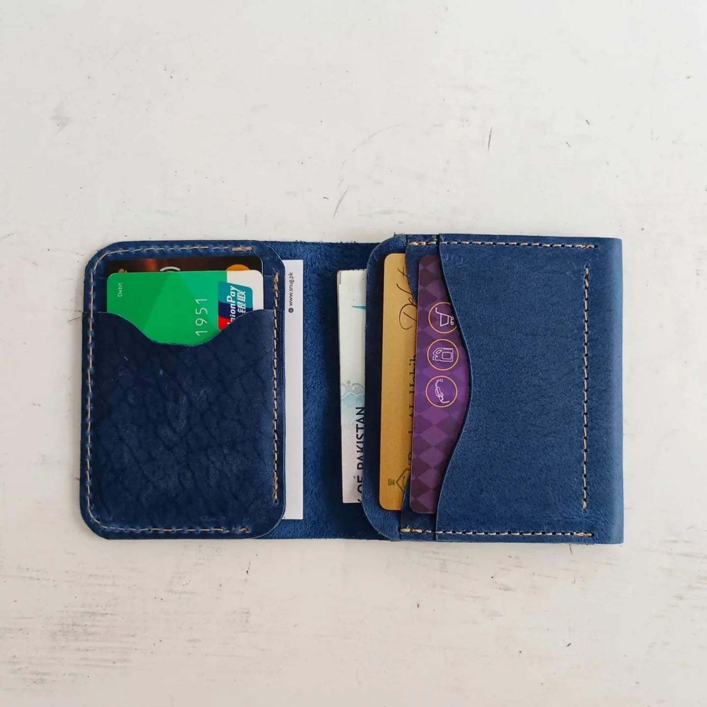 Blueberry Cow Leather Wallet - Snug