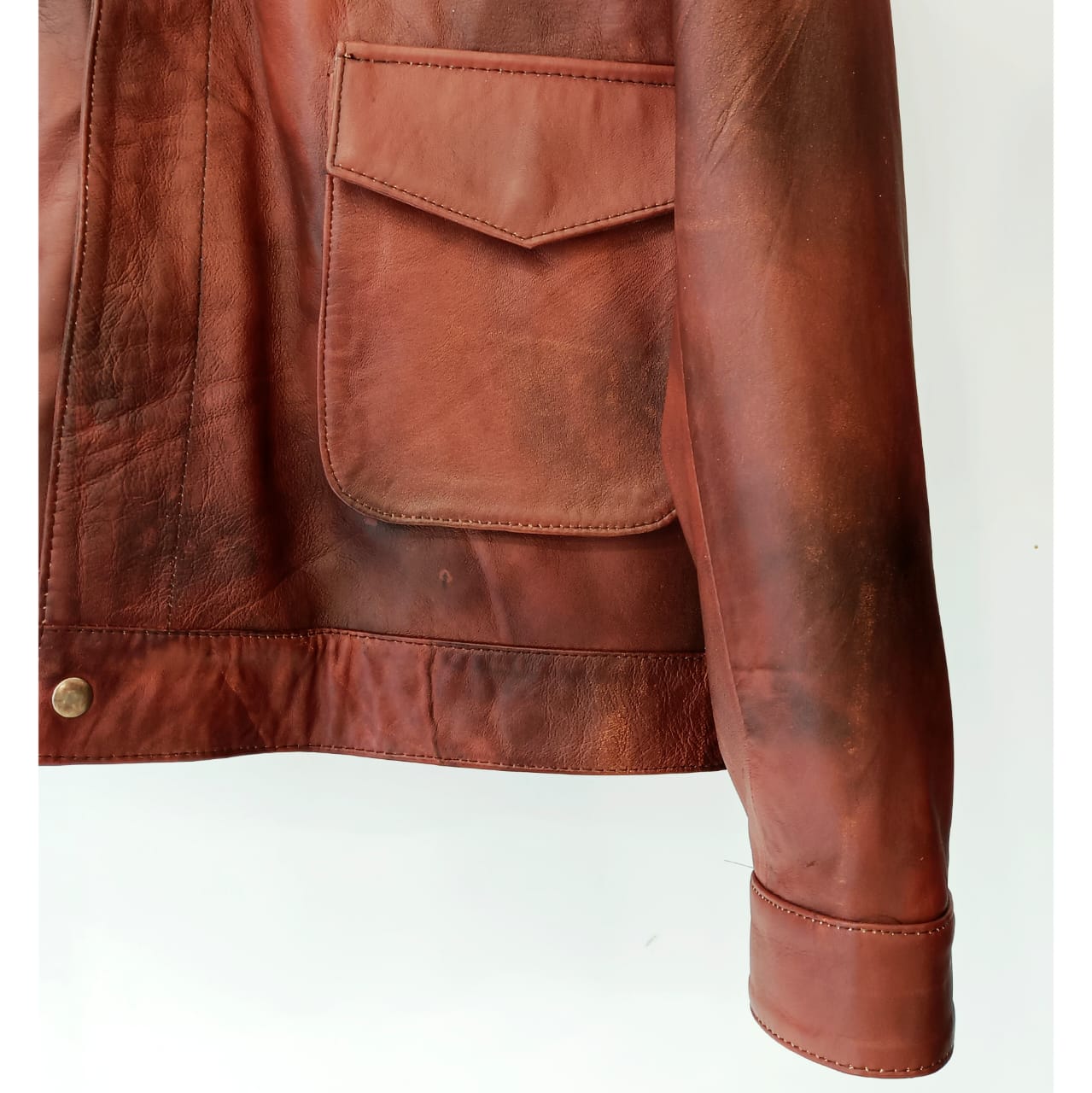 Two Toned Real Leather Jacket By Snug