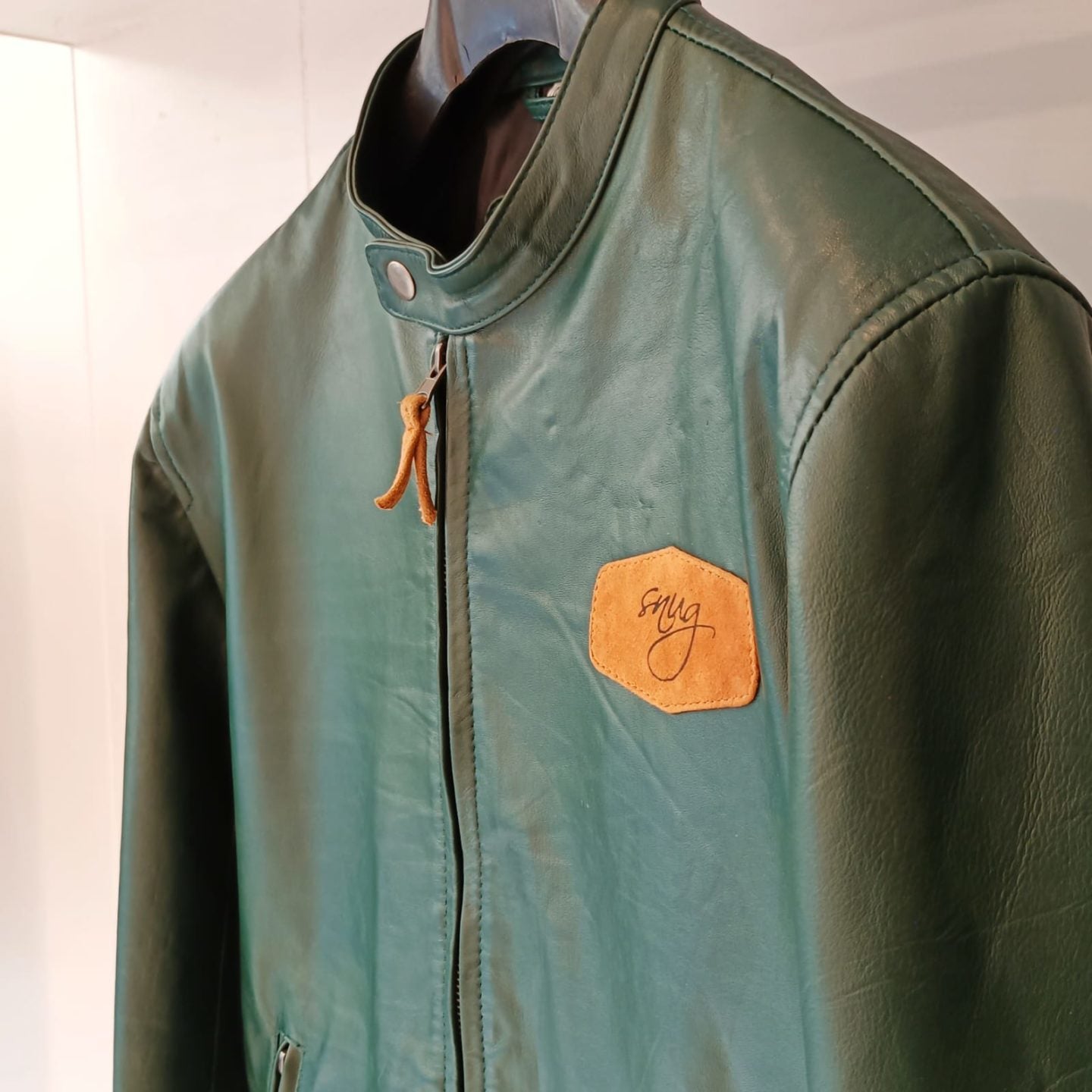 Green Leather Jacket By Snug