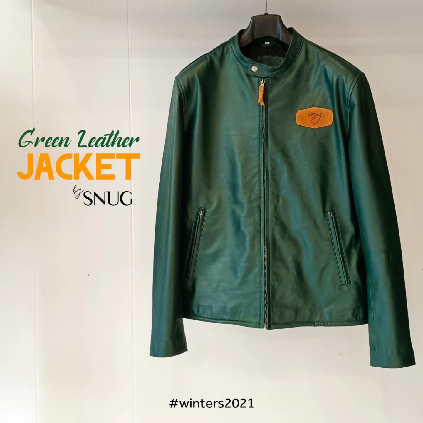 Green Leather Jacket By Snug