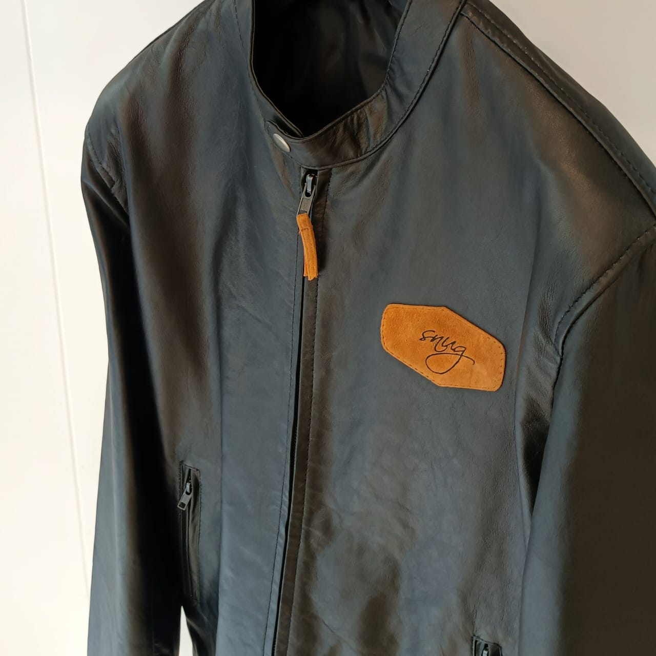 Black Leather Jacket By Snug
