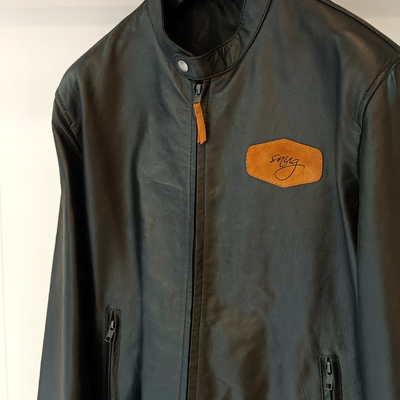 Black Leather Jacket By Snug