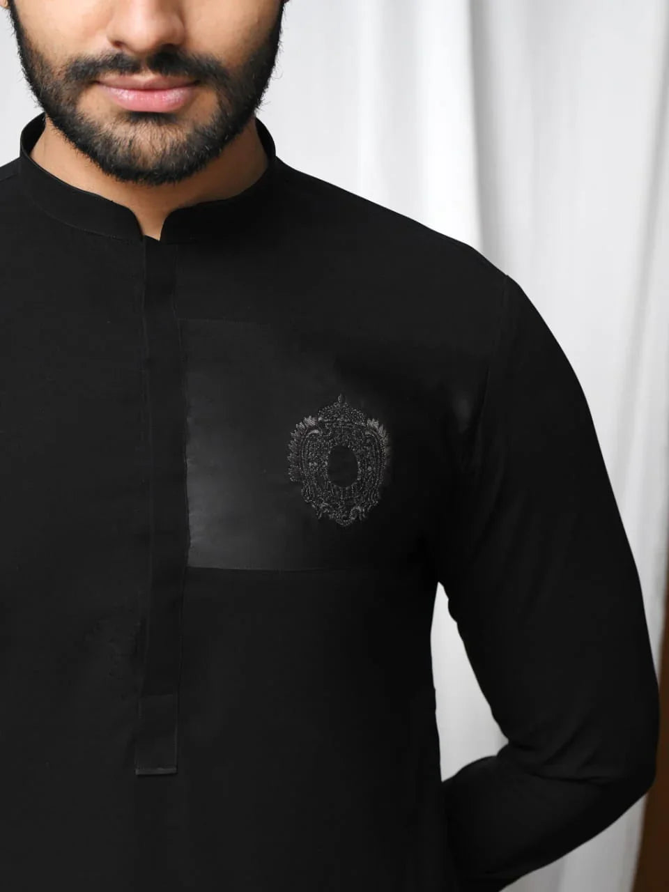 Black Plush Qamiz Shalwar With Blazer - Snug