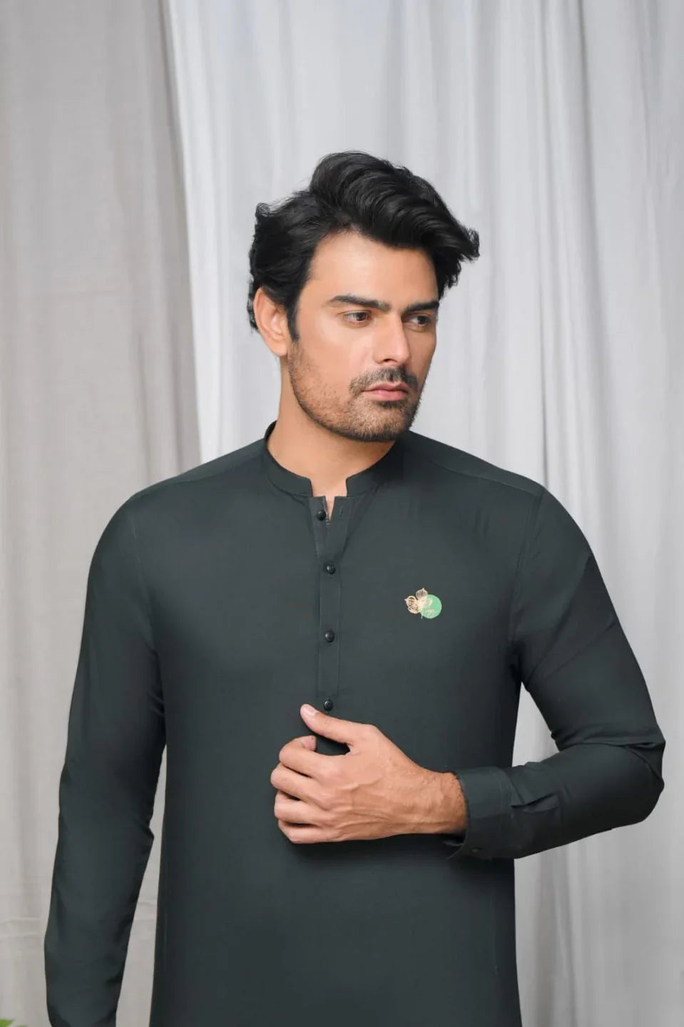 Green Premium Wash and Wear Qamiz Shalwar - Snug