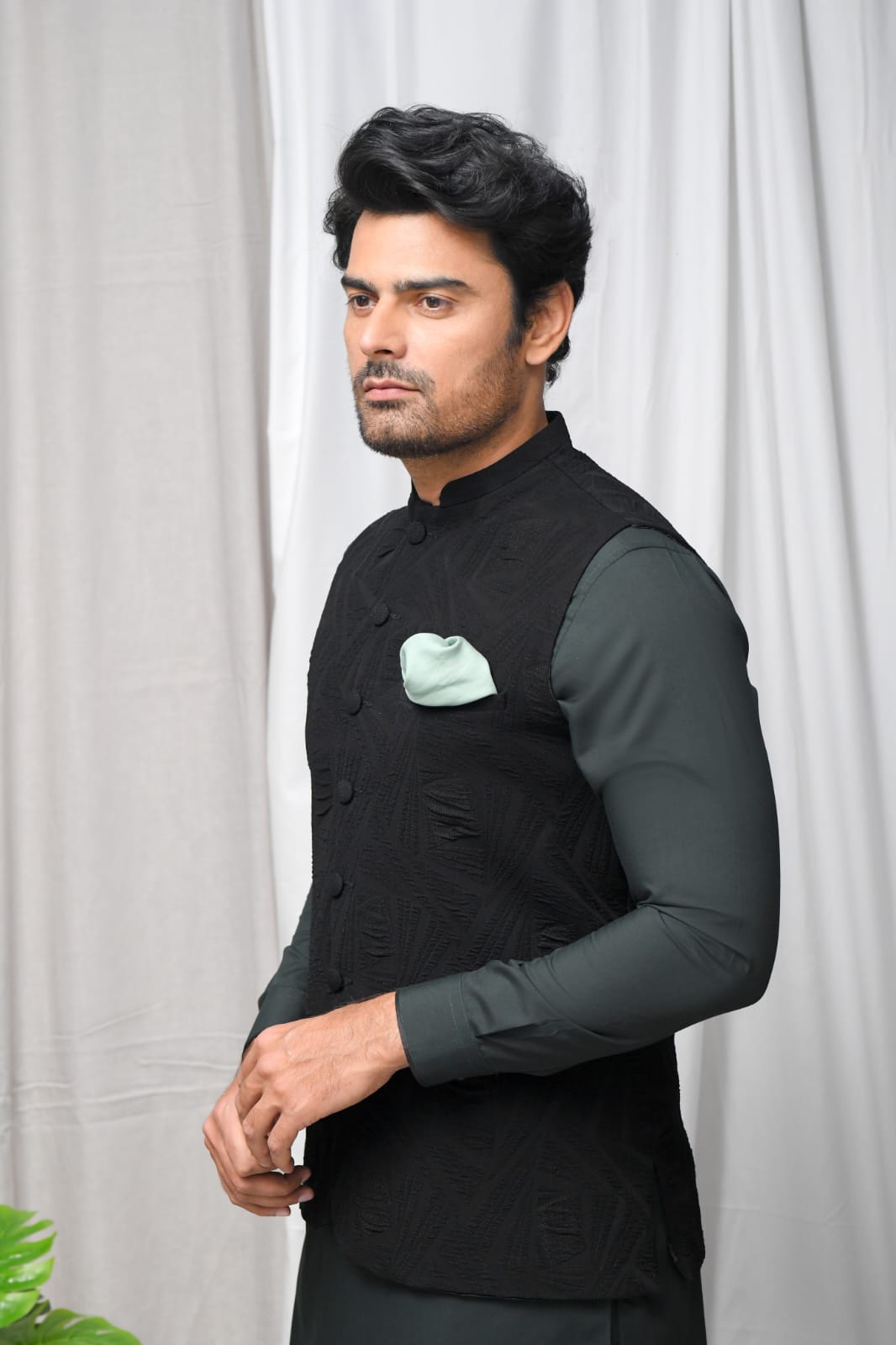 Black Embossed Waistcoat