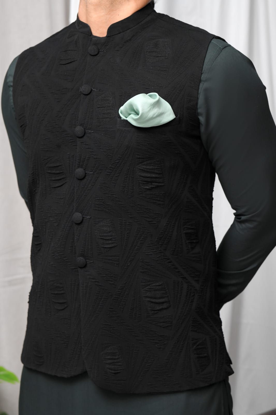 Black Embossed Waistcoat