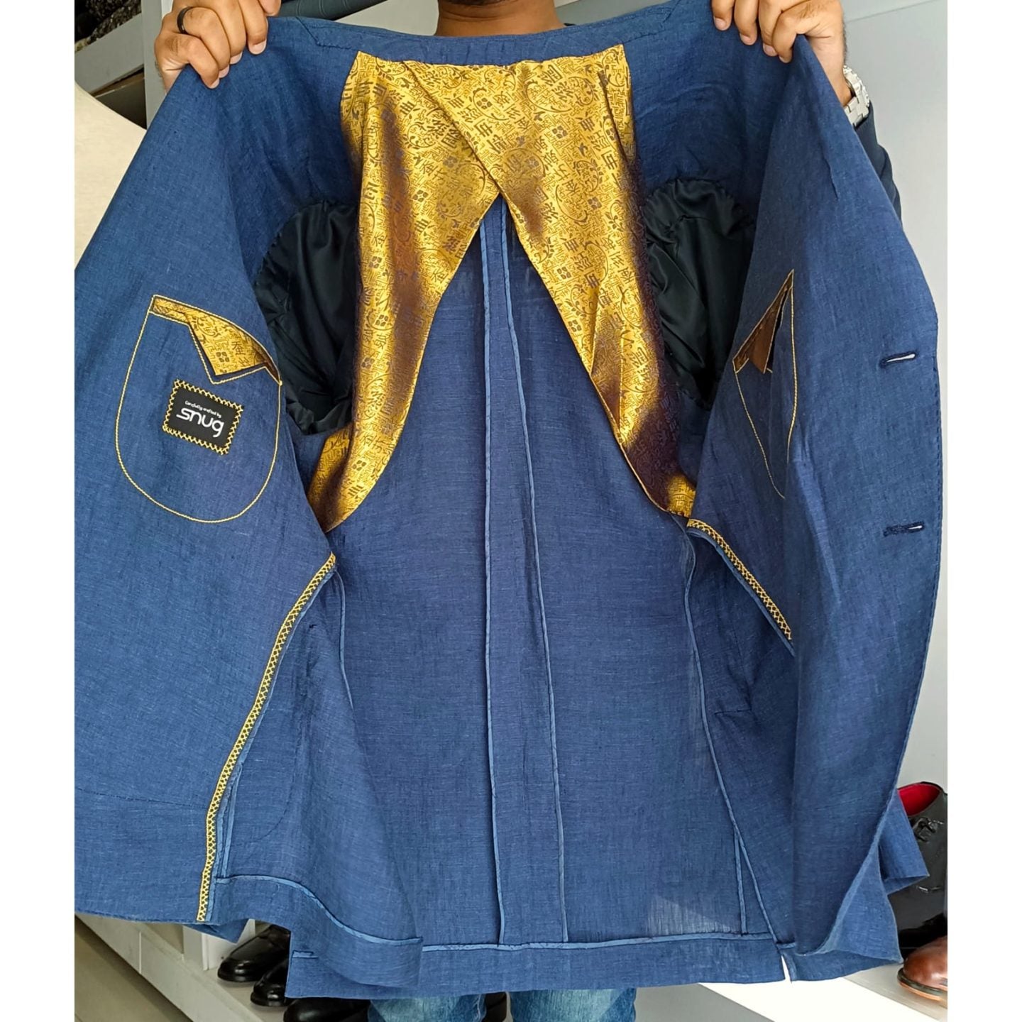 Blue Non Fused Linen Blazer