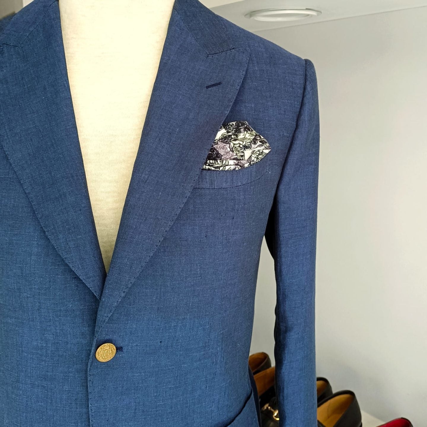 Blue Non Fused Linen Blazer