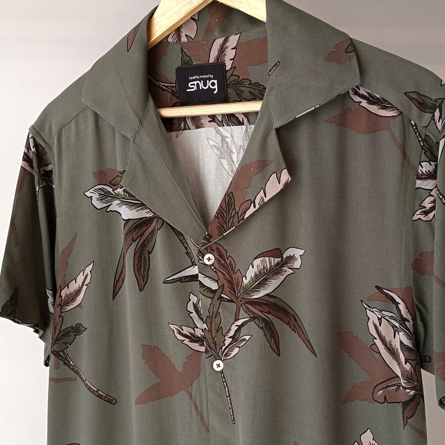 Army Green Leaf Gauzy Shirt