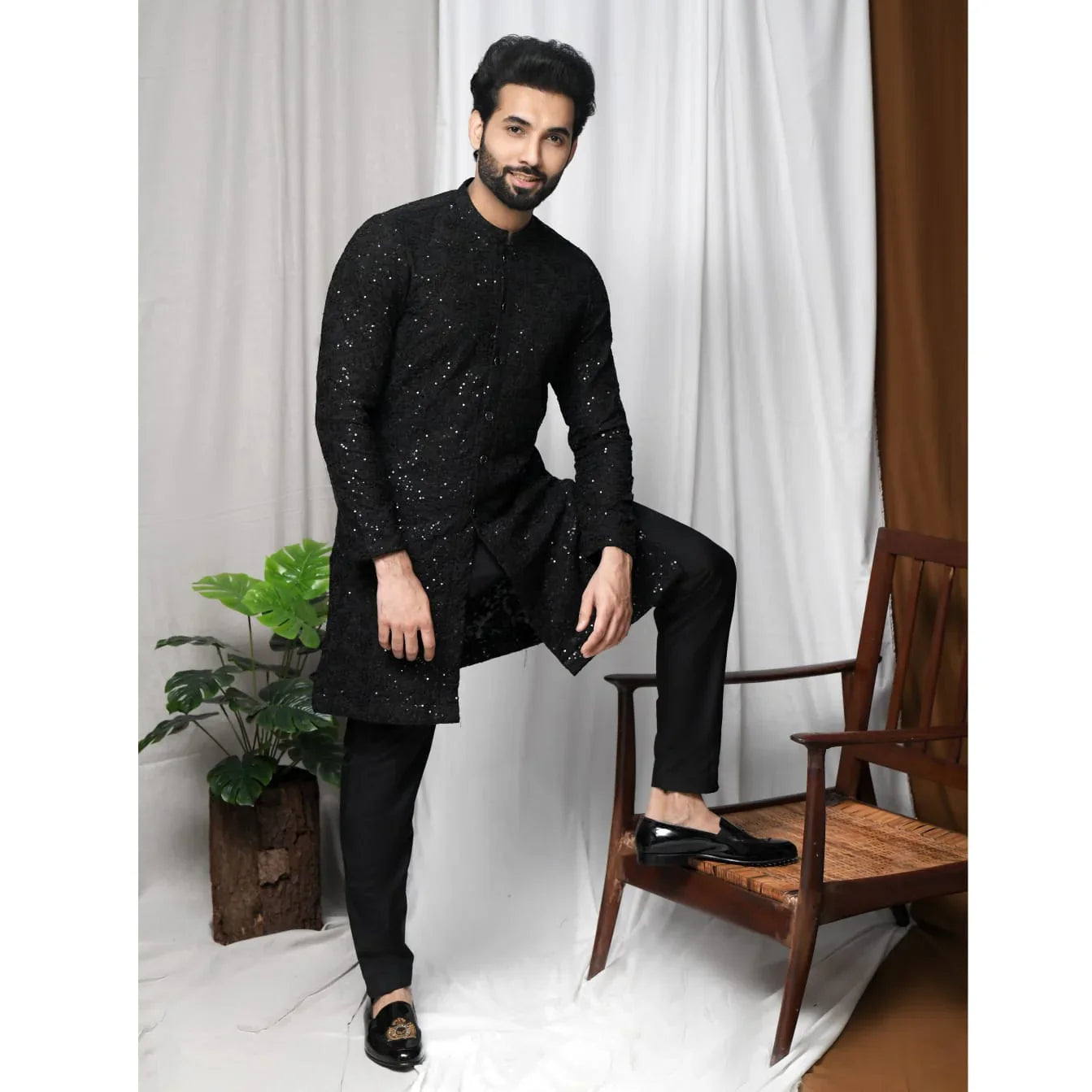 Embroidered Front Open Kurta Trouser - Snug