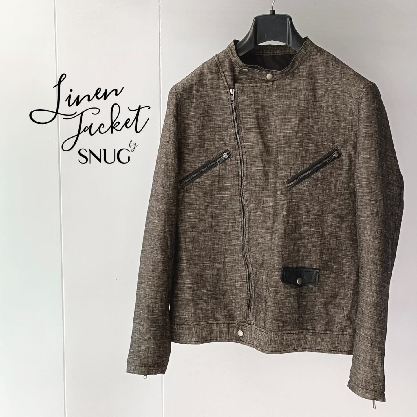 Black Linen Biker Jacket