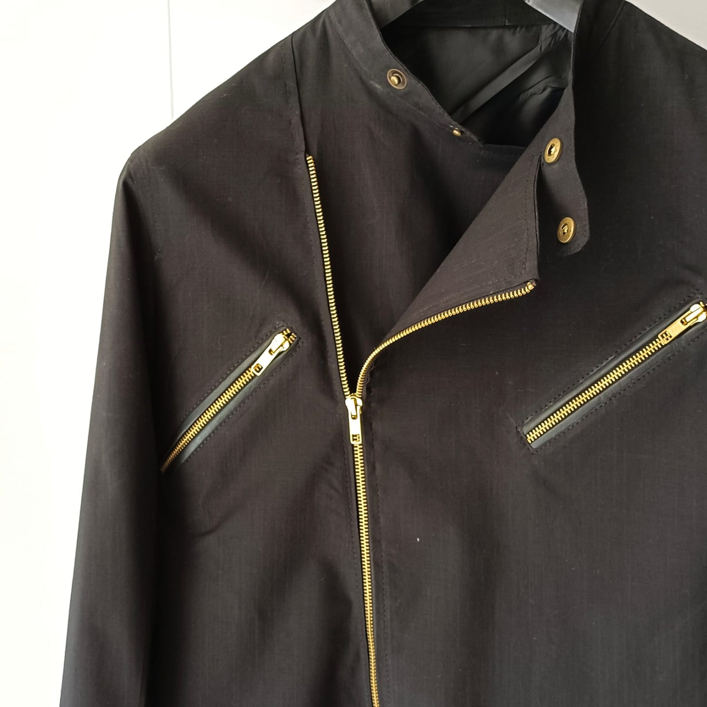 Black Linen Biker Jacket