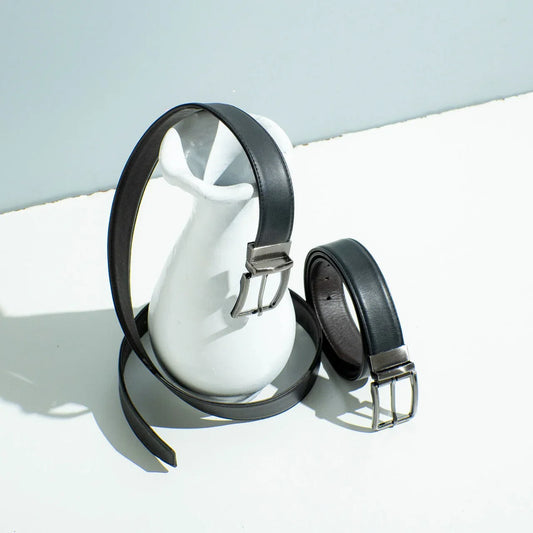 Reversible Black/Brown Leather Belt - Snug