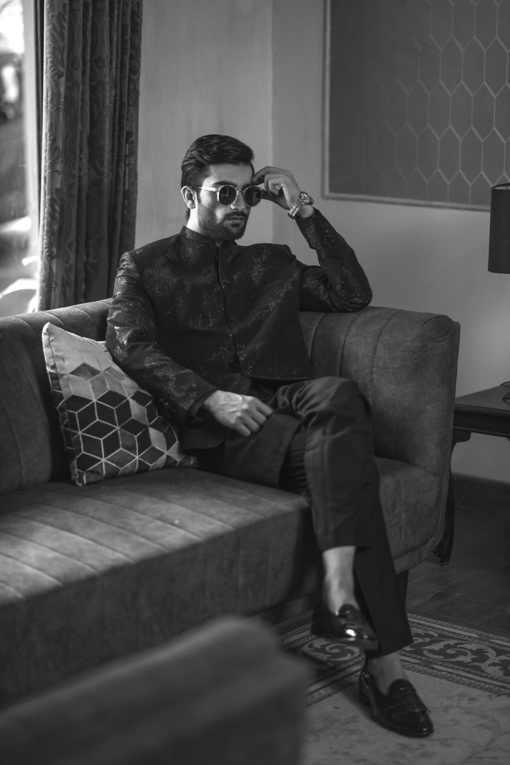 Black Zari Prince Coat