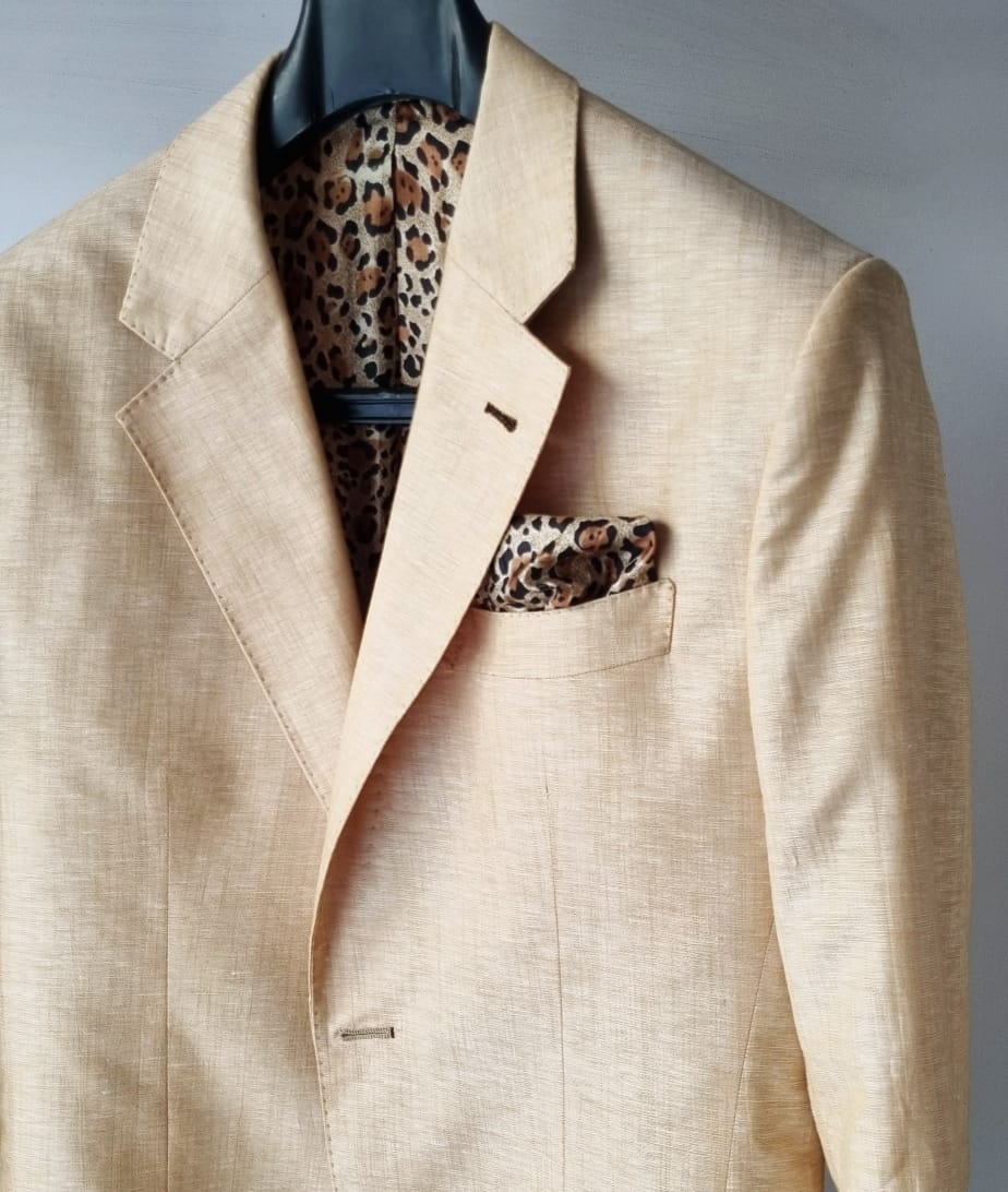 Light Yellow Linen Blazer With Green Pants