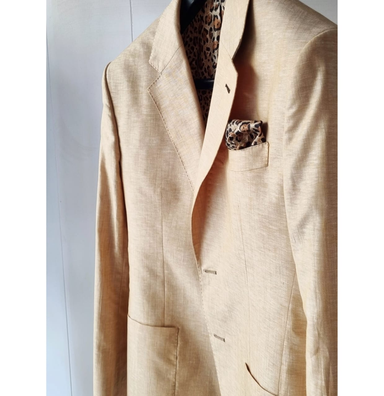 Light Yellow Linen Blazer With Green Pants