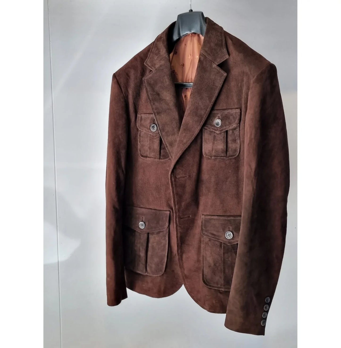 BROWN SUEDE MATTE FINISH BLAZER - Snug