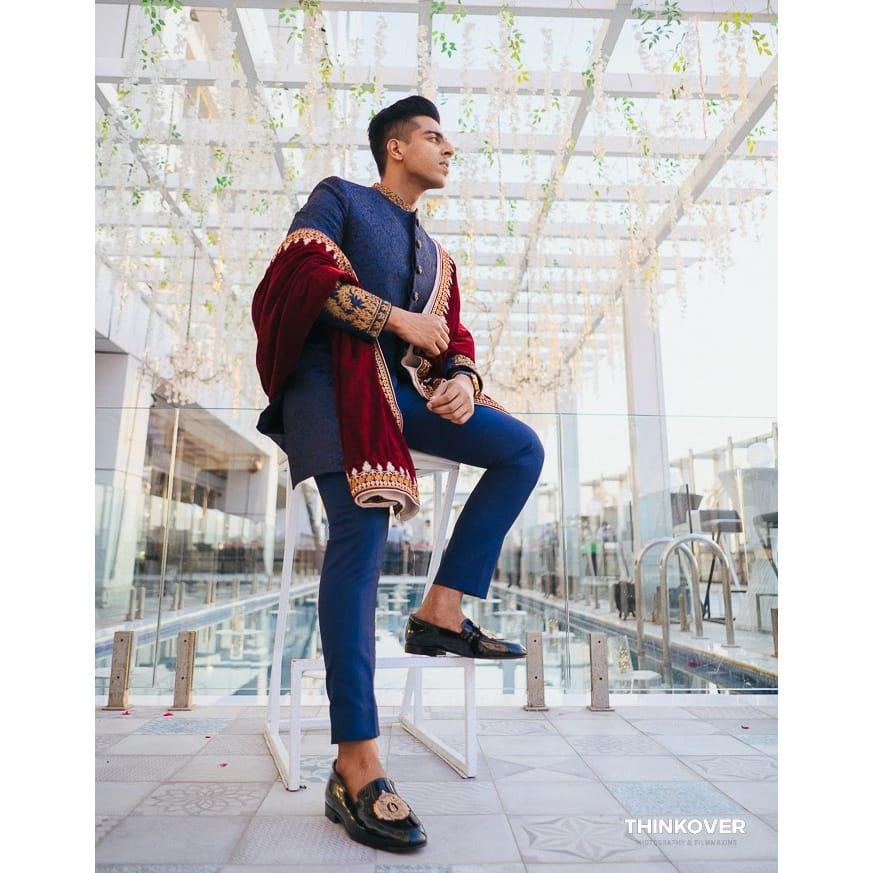 Blue Embroidered Sherwani - #ClientDiaries - Snug