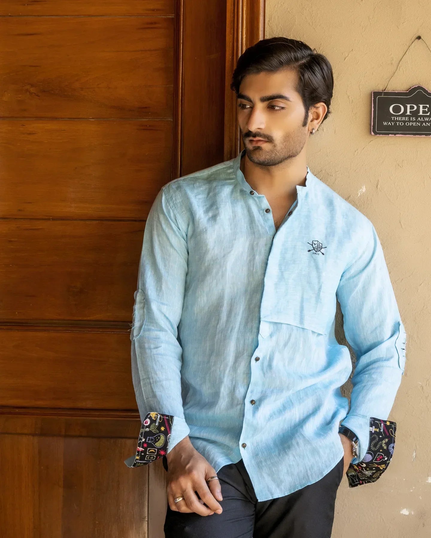Aqua Linen Damaged Shirt - Snug