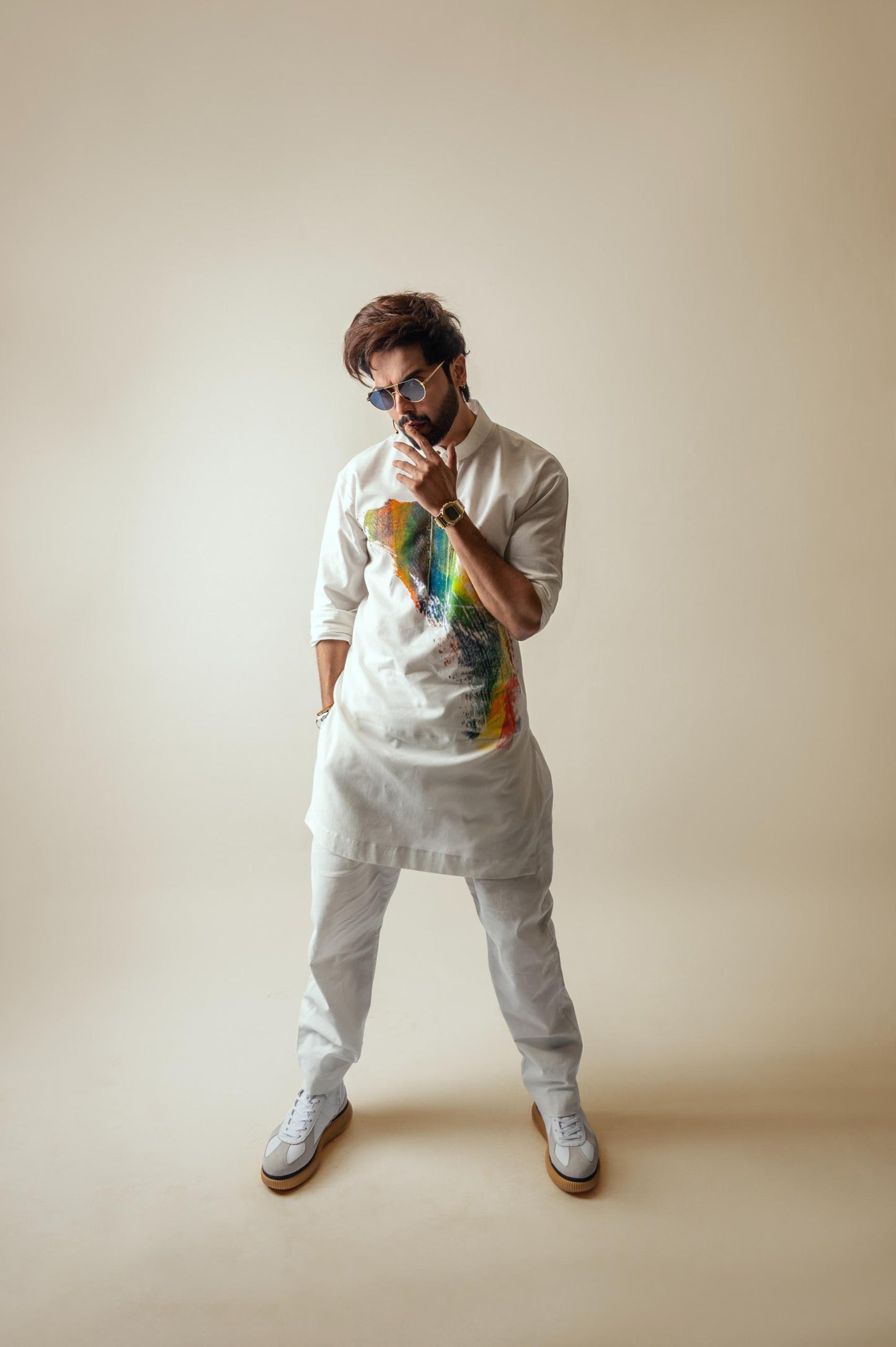 Snug's Abstract Kurta Trouser Set - Ethnic Wear by Fahad Mustafa.