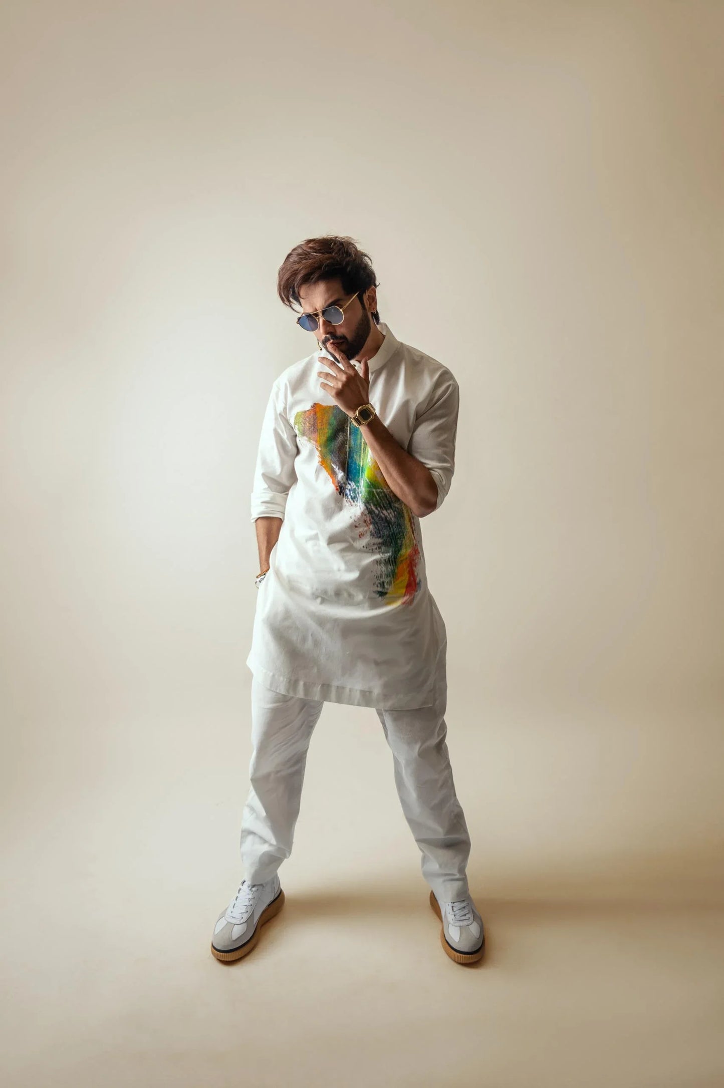 Snug's Abstract Kurta Trouser Set - Ethnic Wear by Fahad Mustafa.