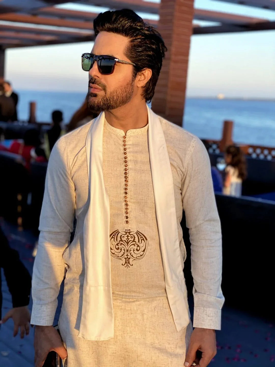 Textured Linen Loops Kurta Trouser - Snug