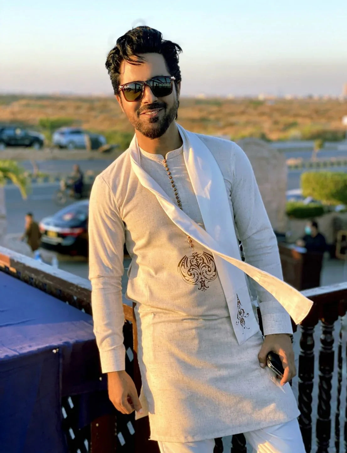 Textured Linen Loops Kurta Trouser - Snug