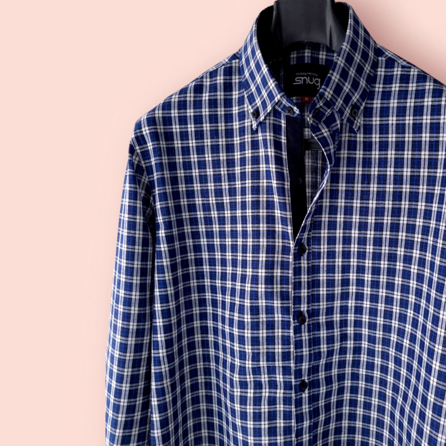 Blue Linen Checkered Shirt. - Snug