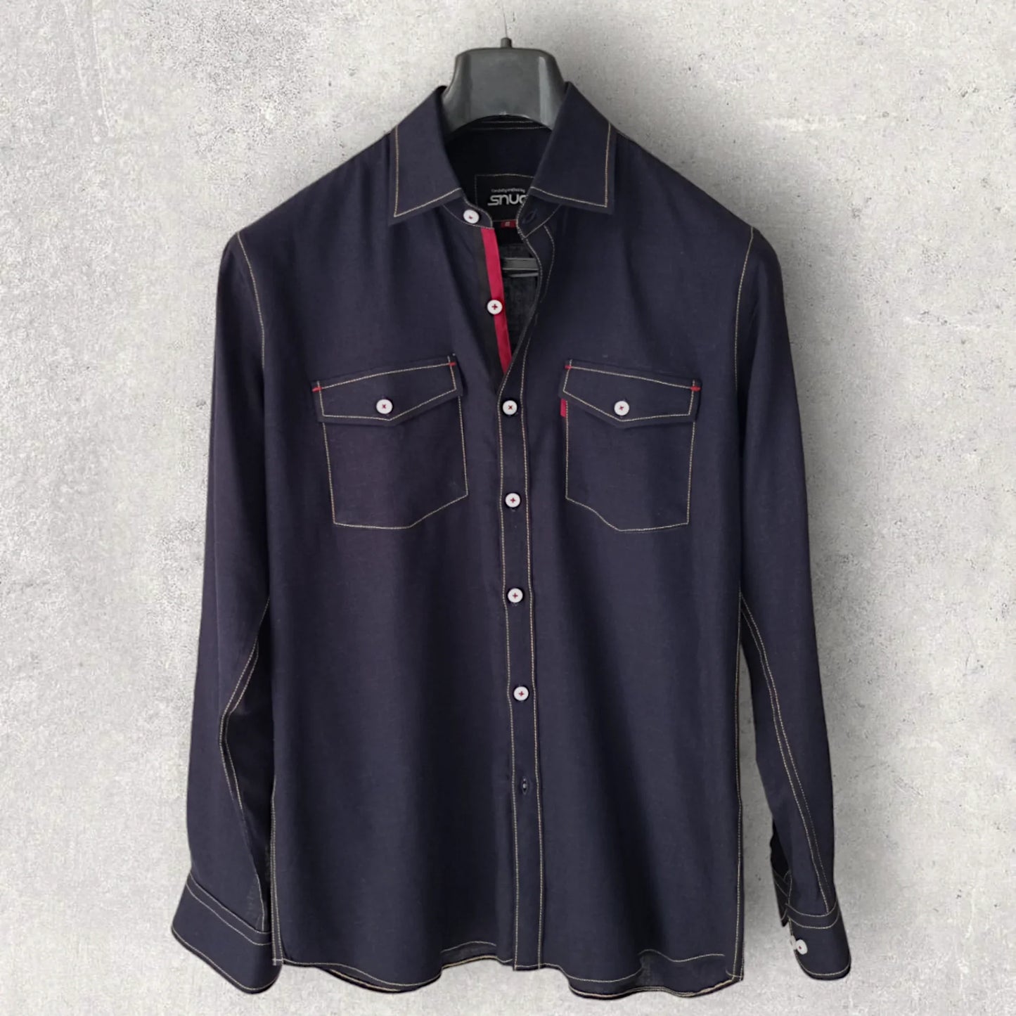 Navy Blue Linen Shirt - Snug