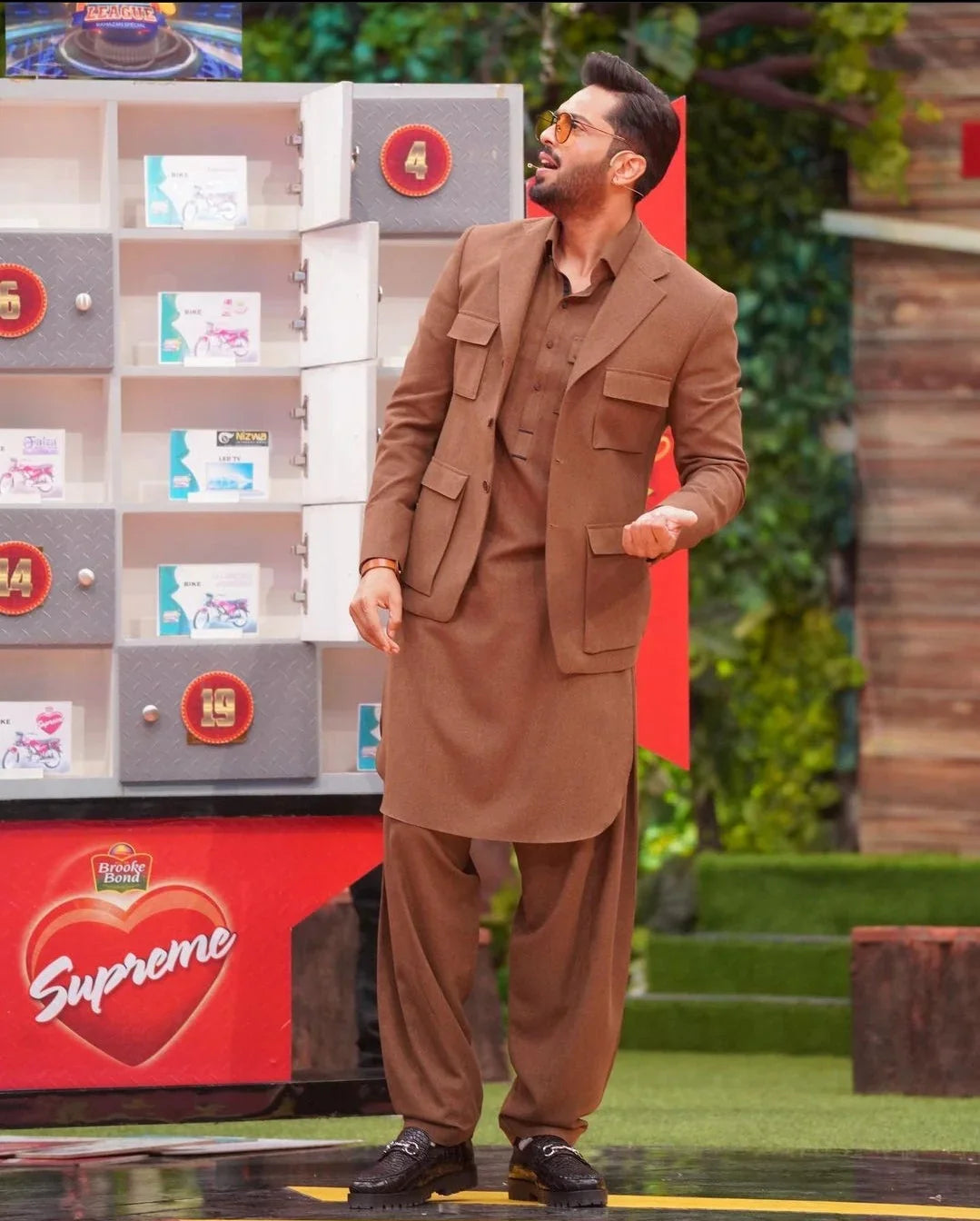 Karandi Finished Kurta Shalwar with Classic Pattern Blazer. - Snug