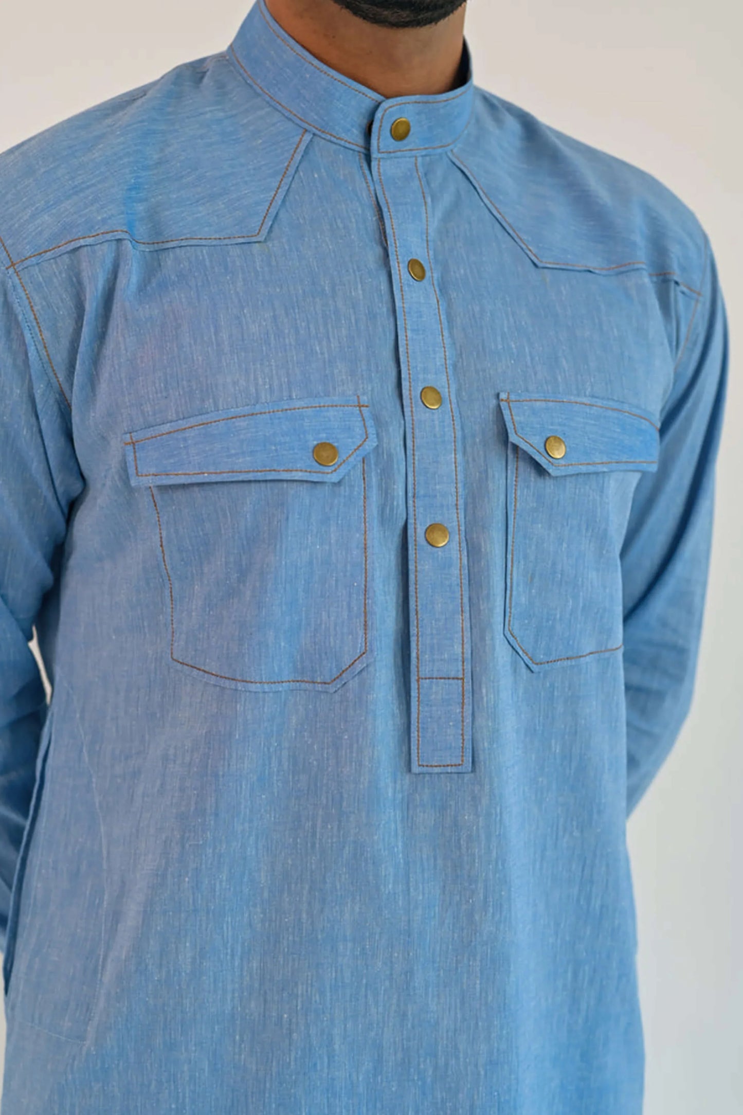 Sky Blue Linen Kurta Trouser - Snug