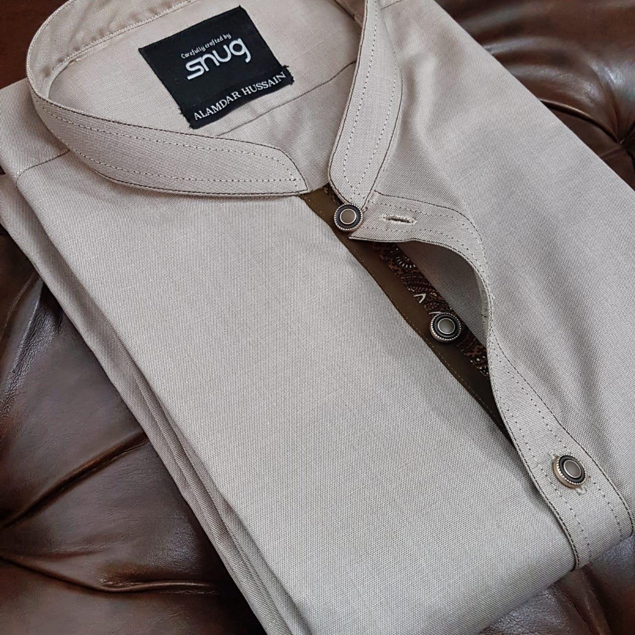 Beige Egyptian Cotton Kameez Shalwar - Snug